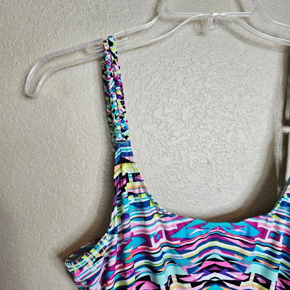 Kenneth Cole Reaction Romper Swim Cover Up Geometric Bright Print‎ Small